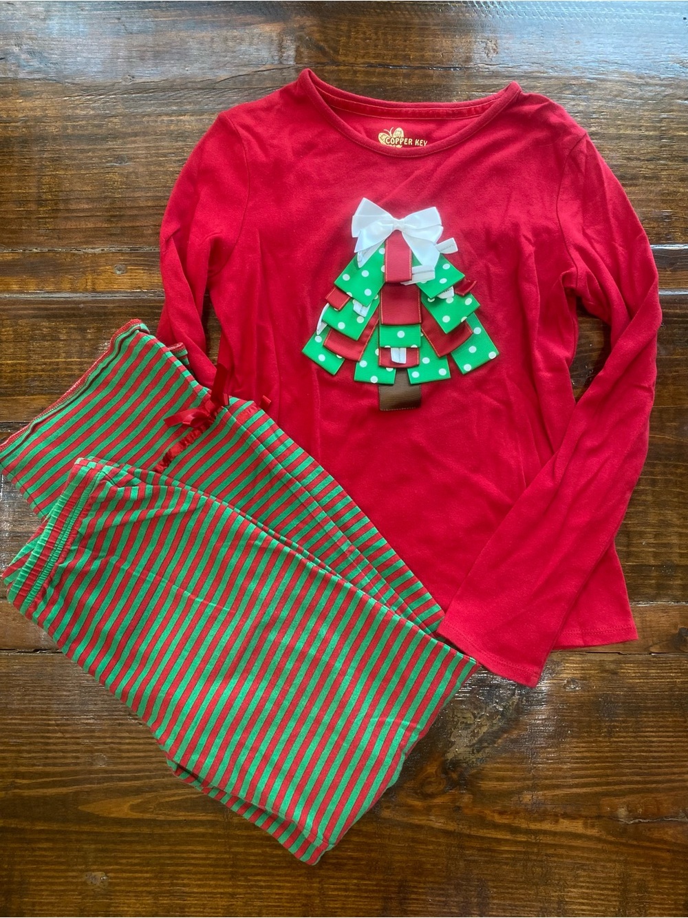 Copper Key Girls Christmas Pajama Set Red Green Size 10/12 & 14/16
